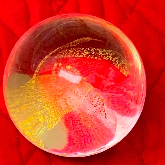 SEE VIDEO! VERY RARE Vintage Eickholt 24k Gold Flake Blown Glass Paperweight - Picture 7 of 10